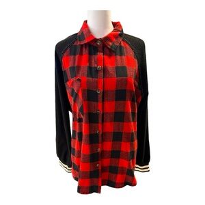 J.NNA Buffalo Plaid Long Sleeve Button Down Shirt Women’s Size M